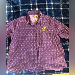 Purple corduroy button up fits like XL